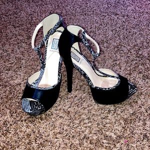 Black Open Toe Strapped Heels